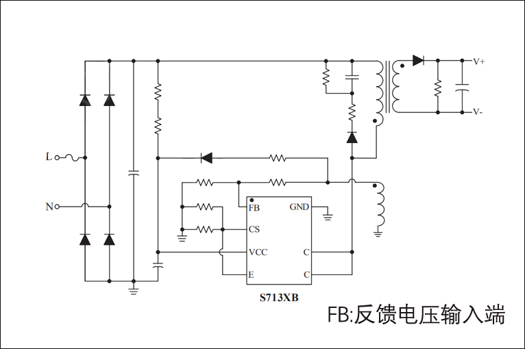 带FB反馈端电源管理芯片S713XB系列芯片电路图